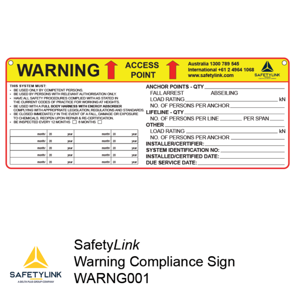 Fall Risk Signo Access SafetyLink Access Warning Sign - SafetyLink
